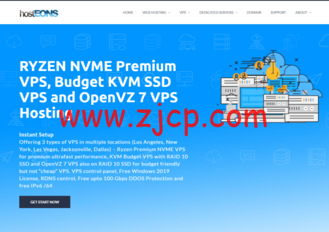 HostEONS:美国洛杉矶/纽约机房ipv6 vps,OpenVZ架构,1核/512MB内存/10 GB SSD/512GB流量/1Gbps带宽,$9/年-国外主机测评