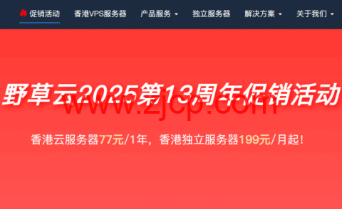#十三周年促销#野草云:香港VPS年付77元起,香港独立服务器199元/月起,AMD EPYC系列CPU,优质/精品网络可选 1 20250620 68558658e0d3a