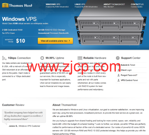 ThomasHost:美国vps/法国vps/加拿大vps,1核/2GB/50GB/1Gbps不限流量,$5/月,支持windows-国外主机测评