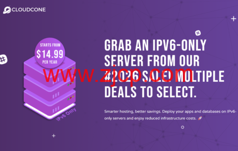 CloudCone:新上IPv6-only Pure SSD VPS,2核/1GB/20GB SSD/3TB@1Gbps带宽,年付14.99美元起-国外主机测评